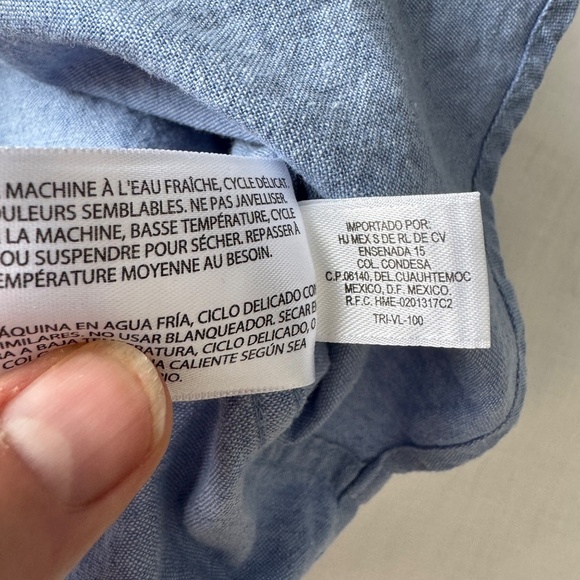 Haggar Men's LINEN Blend Chambray Short Sleeve Button Up Shirt Blue Size X-Large - Picture 8 of 13